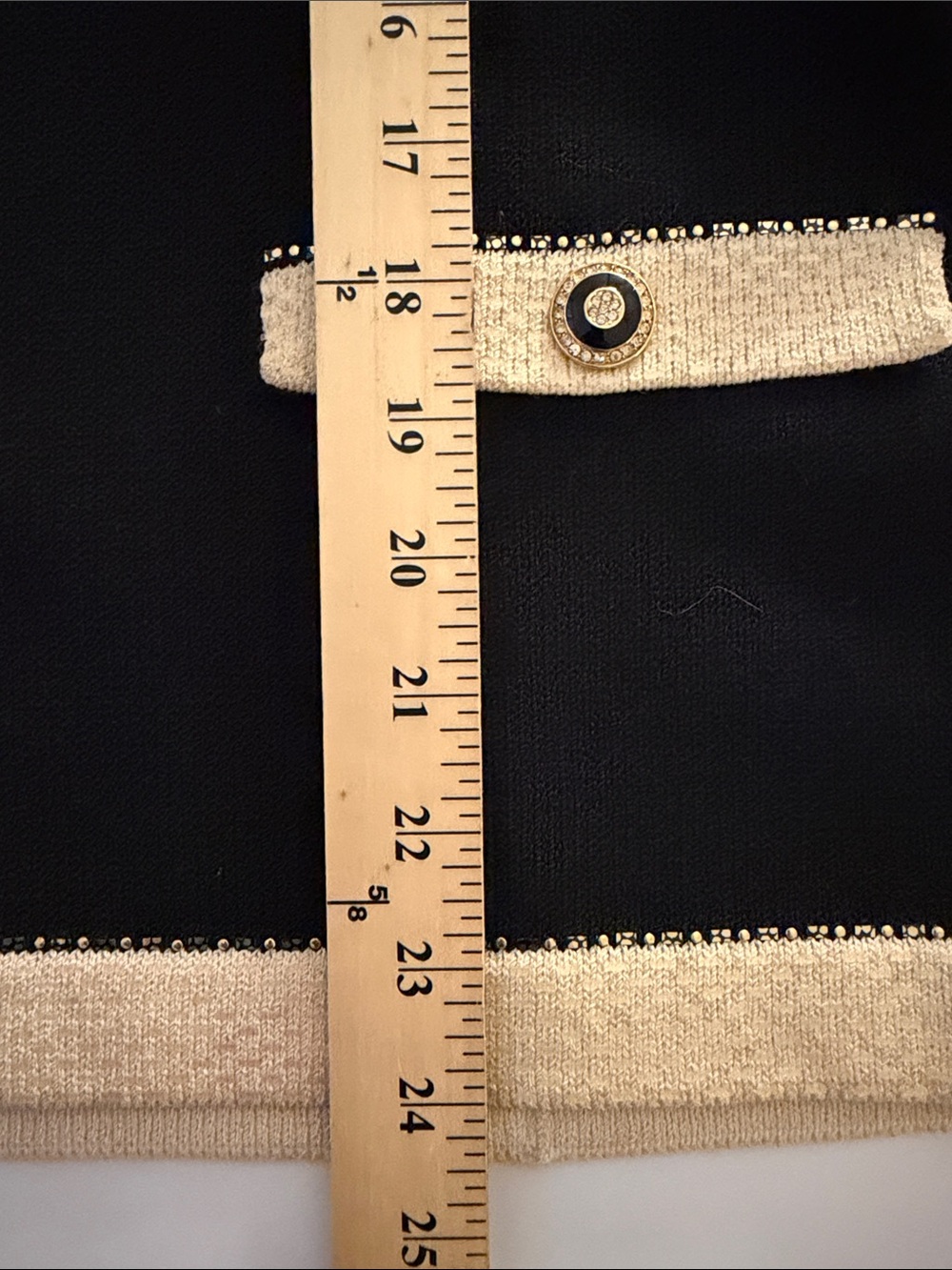 St. John Evening by Marie Gray Black & Ivory Wool Cardigan Jeweled Buttons 8 - Picture 8 of 8
